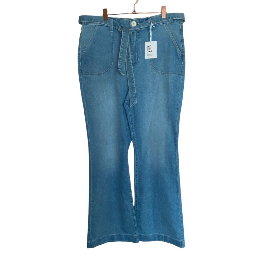 LC Lauren Conrad Light Blue Wide Leg Jeans with Tie Belt!!!